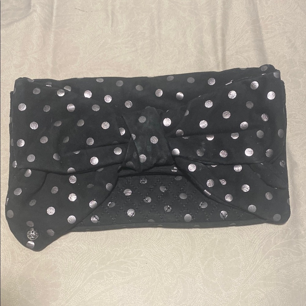 Juicy Couture Black and Silver Polka Dot Clutch